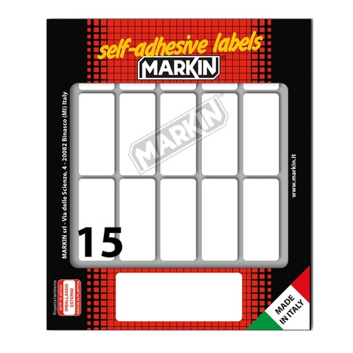 [D31098] Etichetta adesiva bianca 46x20mm (10fogli x 15etichette) Markin