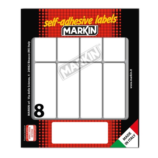 [D31111] Etichetta adesiva bianca 70x27mm (10fogli x 8etichette) Markin