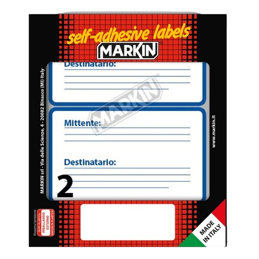 [D32425] Etichetta adesiva bianca 10fg x 2 etichette 115x70mm MITT-DEST Markin