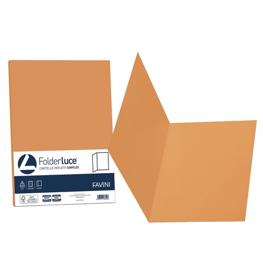 [D32653] 50 cartelline semplici LUCE 200gr 25x34cm arancio FAVINI