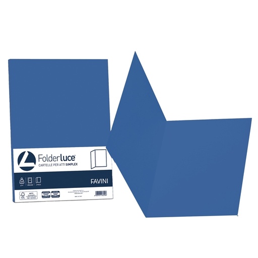 [D32659] 50 cartelline semplici LUCE 200gr 25x34cm blu prussia FAVINI