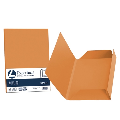 [D32662] 25 cartelline 3 lembi LUCE 200gr 24,5x34,5cm arancio FAVINI