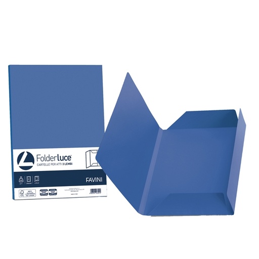 [D32669] 25 cartelline 3 lembi LUCE 200gr 24,5x34,5cm blu prussia FAVINI
