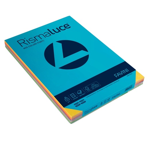 [D32689] Carta RISMALUCE 90gr A3 300fg mix 8 colori FAVINI