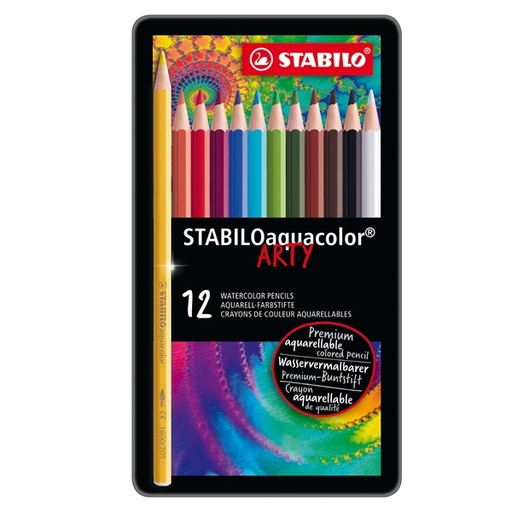 [D35185] Astuccio metallo 12 pastelli Stabilo AQUACOLOR 1612