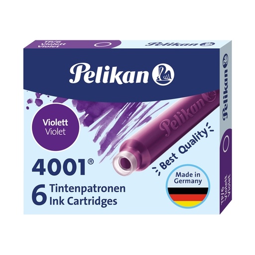 [D36321] SCATOLA 6 CARTUCCE INCHIOSTRO TP/6 VIOLA PELIKAN 4001