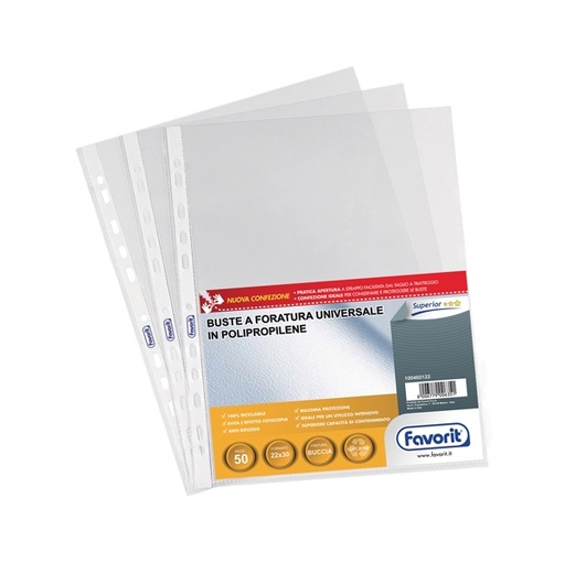 [D36406] 50 BUSTE FORATE 22X30 1725/15 SUPERIOR B.A. FAVORIT