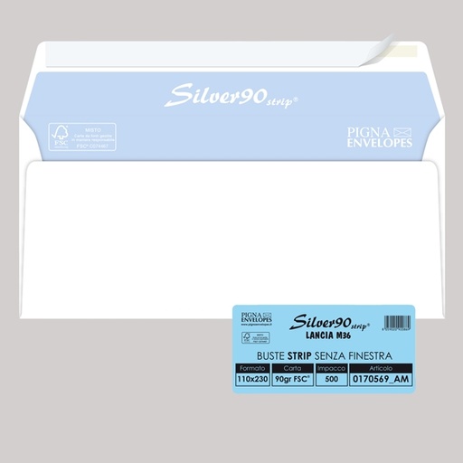 [D36972] Busta 11x23 cm. CON Strip e SENZA finestra pz.500