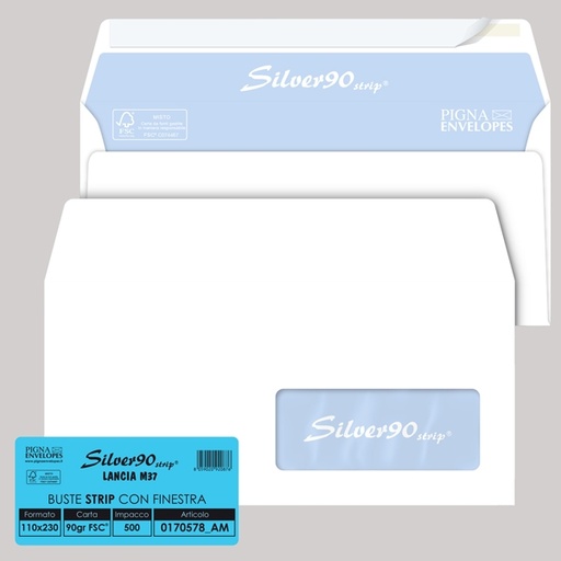 [D36973] Busta 11x23 cm. CON Strip e CON finestra pz.500
