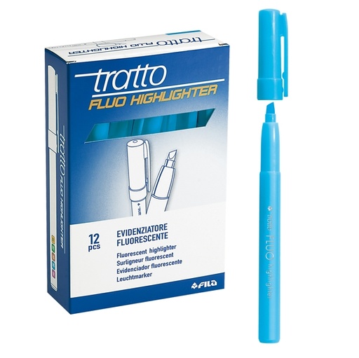[D37112] SCATOLA 12 EVIDENZIATORI HIGHLIGHTER AZZURRO TRATTO FLUO