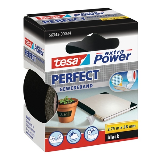 [D37932] NASTRO ADESIVO TELATO 38MMX2,7MT NERO 56343 XP PERFECT