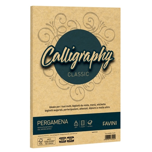 [D38231] Carta CALLIGRAPHY PERGAMENA 90gr A4 50fg oro 03 FAVINI