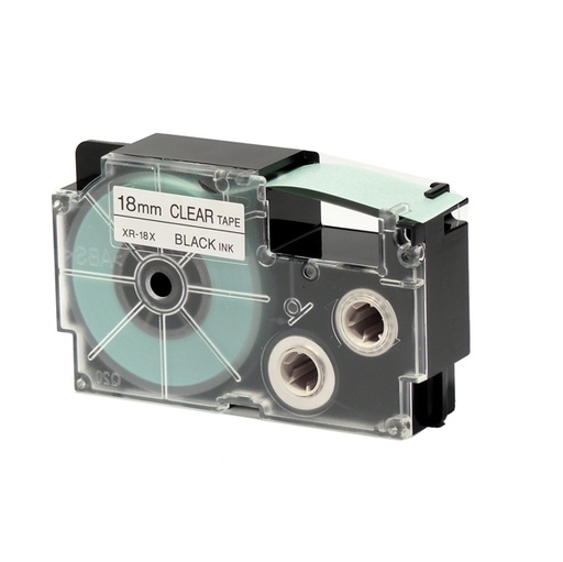 [D39243] NASTRO CASIO 18MM X 8MT NERO SU TRASPARENTE