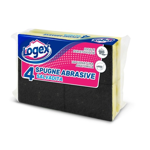 [D45032] BLISTER 4 SPUGNABELLA LOGEX CON IMPUGNATURA