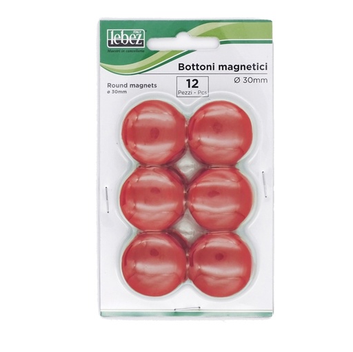 [D45529] BLISTER 12 MAGNETI MR-30 ROSSO DIAM.30MM