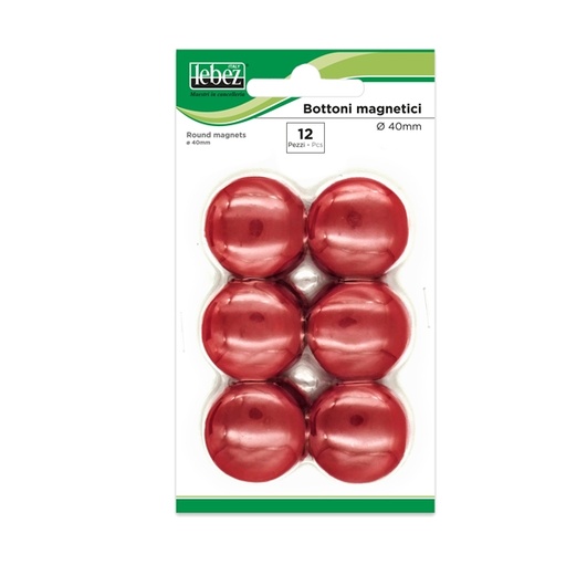 [D45532] BLISTER 12 MAGNETI MR-40 ROSSO DIAM.40MM