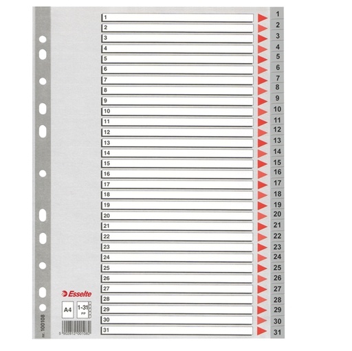 [D45645] Separatore in PPL grigio numerico 1-31 f.to A4 ESSELTE