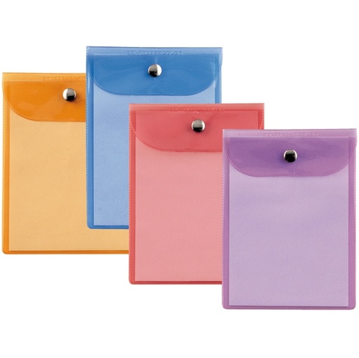 [D45782] BUSTA CON BOTTONE PRESS 5 COLOR 13X18CM - ASSORTITE