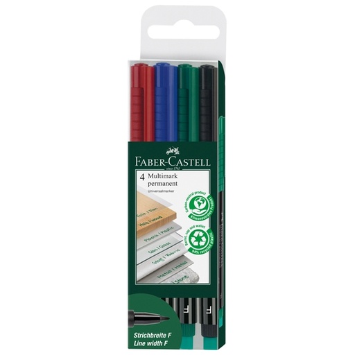 [D45933] BUSTA 4 COLORI PENNARELLO MULTIMARK 0,6mm FINE FABER-CASTELL