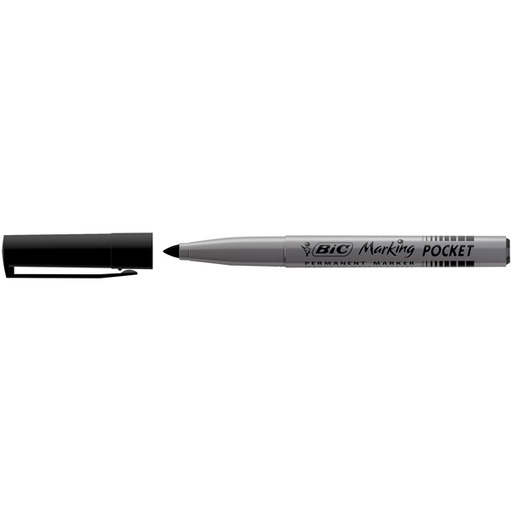 [D46036] SCATOLA 12 MARCATORI POCKET 1445 NERO P.TONDA PERMANENTE BIC