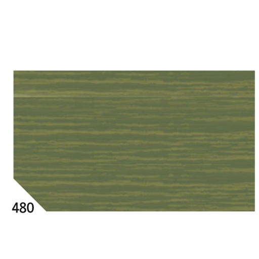 [D46563] 10RT CARTA CRESPA VERDE OLIVA 480 (50X250CM) 48gr/m² Rex Sadoch