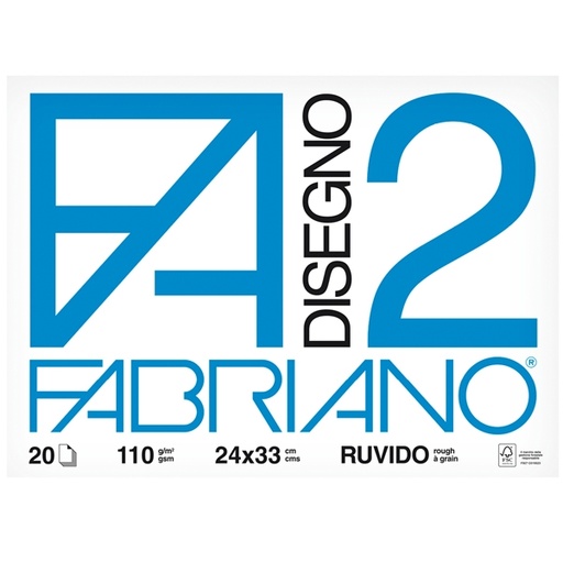 [D47076] BLOCCO FABRIANO2 (24X33CM) 20FG 110GR RUVIDO 4 ANGOLI