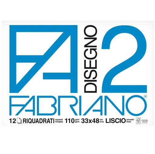 [D47081] BLOCCO FABRIANO2 (33X48CM) 12FG 110GR LISCIO SQUADRATO COLLATO