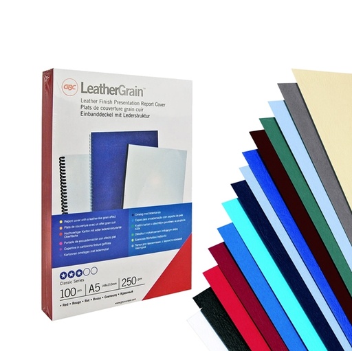 [D47211] 100 COPERTINE LEATHERGRAIN 250GR A3 NERO GOFFRATO