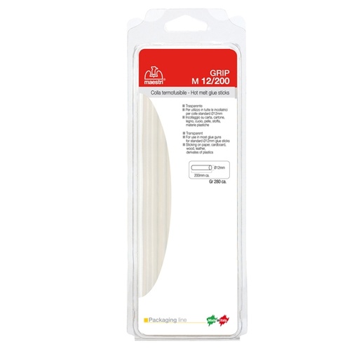 [D47763] COLLA TERMOFUSIBILE 20cm diam.12mm 280gr TRASPARENTE M 12/200