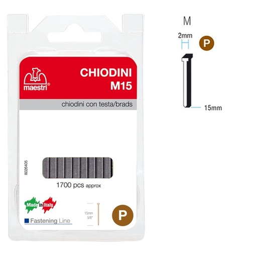[D47774] CHIODINI C/TESTA M15 IN BLISTER DA 1700 C. RO-MA