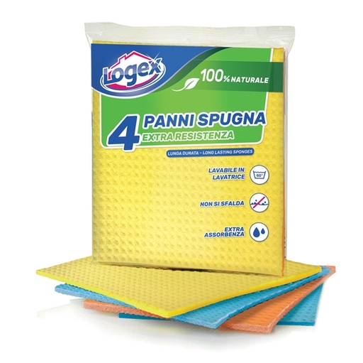 [D49270] BUSTA 4 PANNI SPUGNA LOGEX 18X20CM