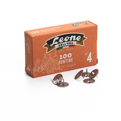 [D49774] SCATOLA 100 PUNTINE N.4 ACCIAIO LUCIDO LEONE