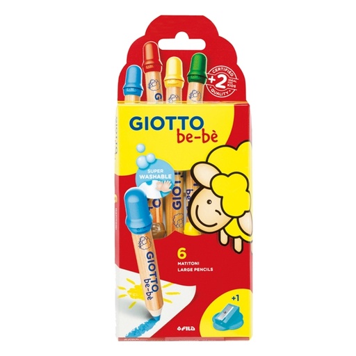 [D50077] Astuccio 6 supermatitoni lavabili c/temperino GIOTTO BeBe'