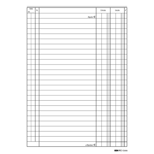 [D50246] REGISTRO CASSA ENTRATE/USCITE 24X17 100PAG. E2686