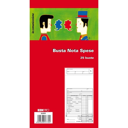 [D50263] BLOCCO 25 BUSTE NOTA SPESE 28X15CM E5777 EDIPRO