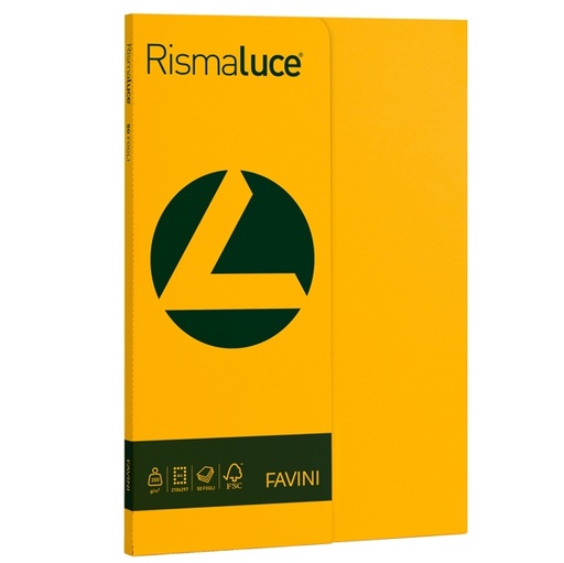 [D50575] Carta RISMALUCE SMALL A4 200gr 50fg giallo oro 52 FAVINI
