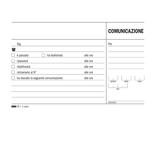 [D51158] BLOCCO COMUNICAZIONI TELEFONICHE 100FG USO MANO 9,9X17 E5693