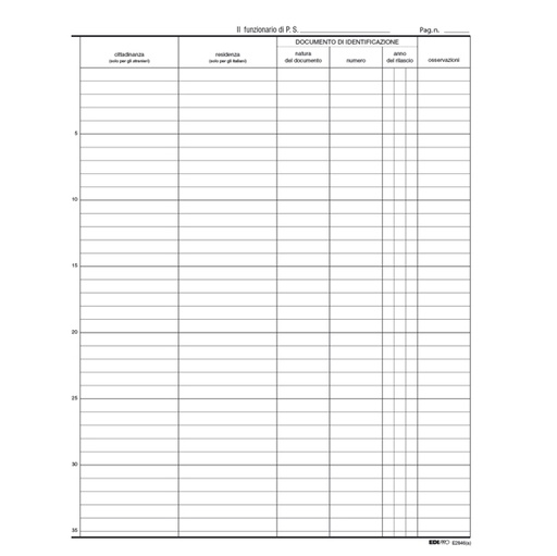[D52016] REGISTRO PERSONE ALLOGGIATE 31x24.5cm 46pg E2846 EDIPRO