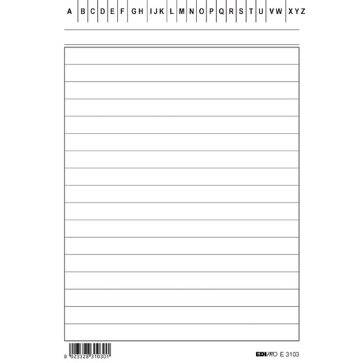 [D52085] 100 SCHEDE RIGATE VERTICALE 15X10.5CM E3103BL EDIPRO