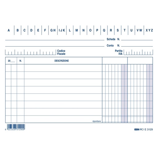 [D52089] 100 SCHEDE 2 COLONNE ORIZZONTALE 10.5X15CM E3129BL EDIPRO
