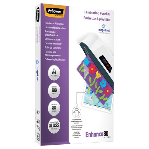 [D53374] Scatola 100 pouches ENHANCE80 80mic A4 Fellowes