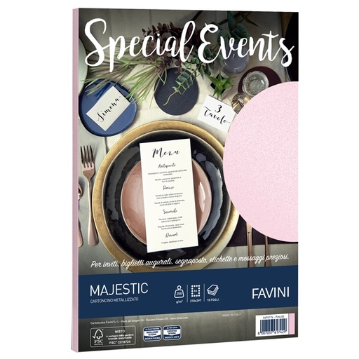 [D53515] Carta metallizzata SPECIAL EVENTS A4 10fg 250gr rosa FAVINI
