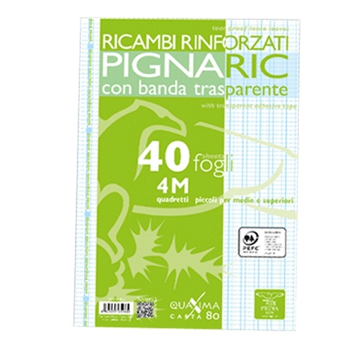 [D54883] RICAMBI FORATI RINFORZATI A4 4MM 40FG 80GR PIGNARIC