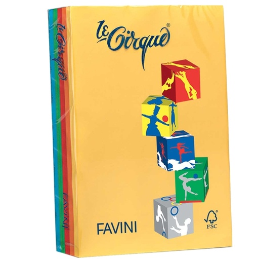 [D55510] Carta LECIRQUE A4 160gr 250fg mix 5 colori intensi FAVINI
