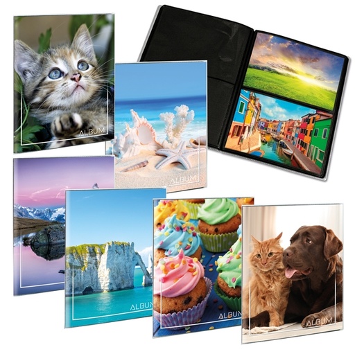 [D55617] ALBUM FOTO SALDATO 23X30cm fino a 80 FOTO 14x19cm assortiti LEBEZ