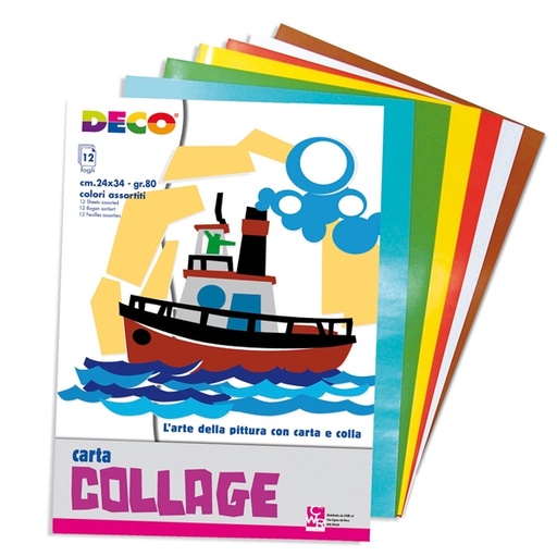 [D56398] ALBUM COLLAGE CARTA LUCIDA RASATA 12FG 24X34CM DECO