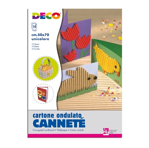 [D56740] 10FG CARTONCINO ONDULATO 50X70CM GIALLO ART 2206/4 DECO
