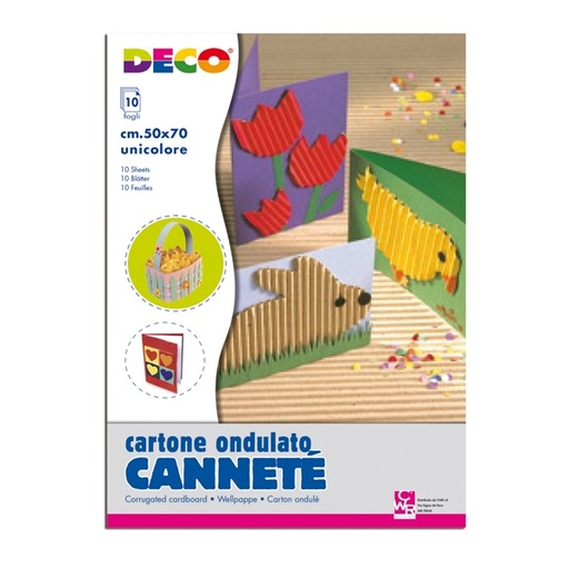 [D56741] 10FG CARTONCINO ONDULATO 50X70CM AVANA ART 2206/5 DECO