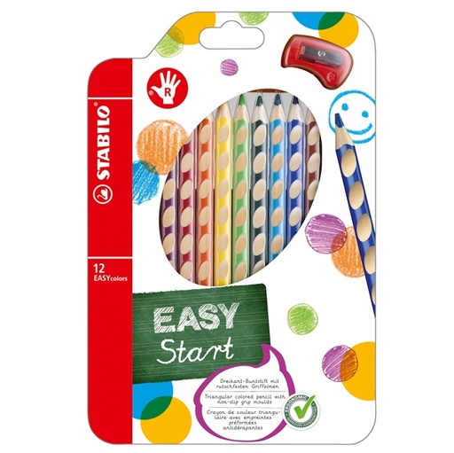 [D56861] ASTUCCIO 12 PASTELLI COLORATI EASYCOLOR per destrorsi STABILO