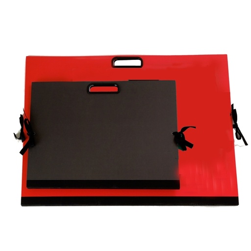 [D56898] CARTELLA PORTADISEGNI C/MANIGLIA 35X50CM ROSSO BREFIOCART